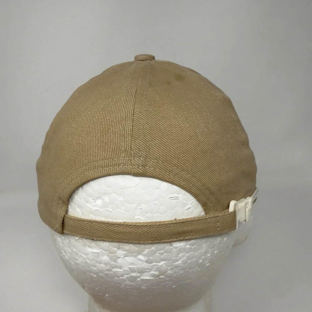 Vintage Nike Swoosh Hat Tan Khaki Made in Korea Adjustable Zip Strap Cap
